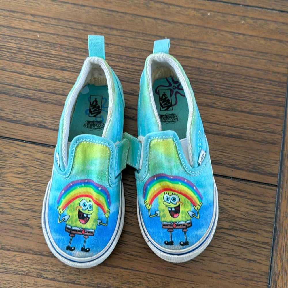 Gently used van blue SpongeBob shoes with Velcro straps